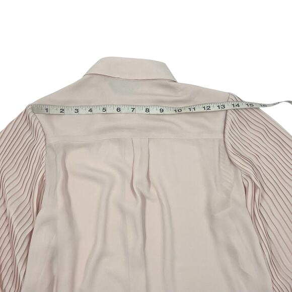 T Tahari Womens Blush Pink Pleated Balloon Sleeve Button Up Work Shirt Sz XS - Picture 13 of 13